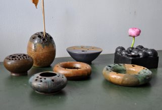 set of 7 ikebana studio ceramics