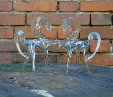 pair glass horses 1950s