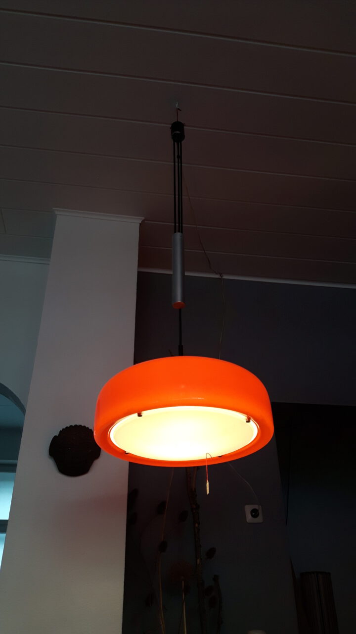 orange staff counterweight lamp / deckenleuchten / 70er