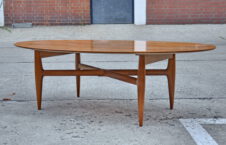 oval 60s walnut sofa-table