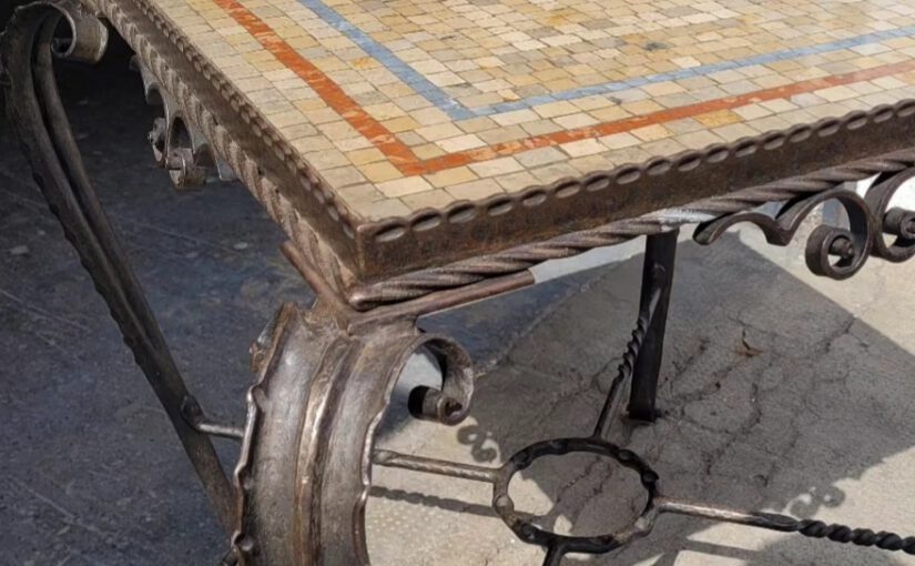 forged iron terrazzo table