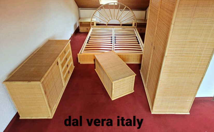 vintage midcentury nürnberg / dalvera italy 70s rattan bedroom