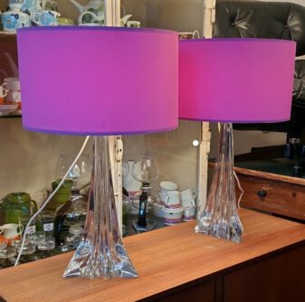 pair 70s crystal lamps